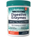 NewRhythm Digestive Enzymes 245 mg, con Probiotics and Prebiotics, Plant Based, 7 Key Enzymes, Digestion, Nutrient Absorption, Protease Amylase & Lipase, 60 Vegan Capsules