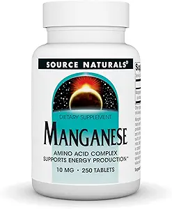 Fuente Naturales Manganese 10mg Amino Acido Chelate Suplemento - 100 Tablets (Pack of 2)