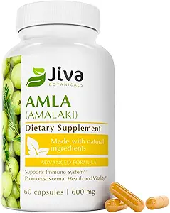 Jiva Botanicals Amla Capsules (Amalaki) - 60 Vegan Capsules - Amla Powder - Indian Gooseberry Supplement for Vitality