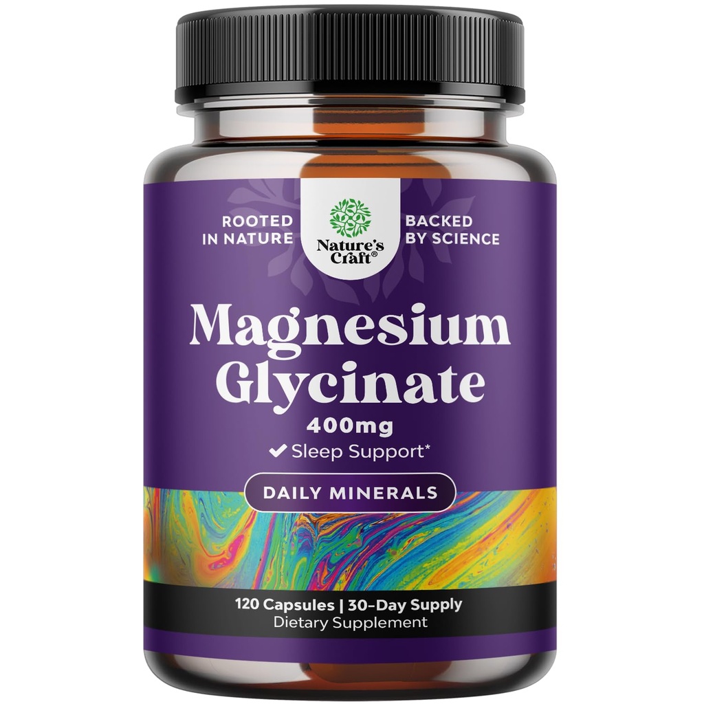 Puro Magnesio Glycinate Suplemento 400mg Por Serving - Vegan High Absorption Chelated Magnesium Capsules for Women &amp; Men with Elemental 400mg for Mood Sleep and Relax Apoyo - 120 Conde