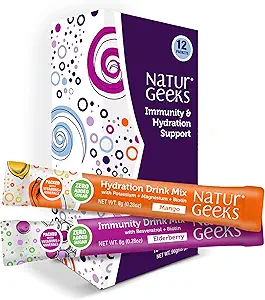 NutraGeeks Vegan Electrolytes Powder Packets – Sugar-Free Electrolytes for Instant Hydration – Hydration Powder with Elderberry & Mango Flavors – No Sugar, 12 Servings