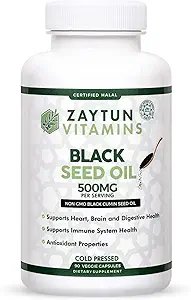 Halal Black Seed Oil, Supports Heart, Brain and Immune Health, Natural Anti-Oxidant, Non-GMO, Cold-Presed, 90 Veggie Capsules, Made in USA - Halal Vitamins