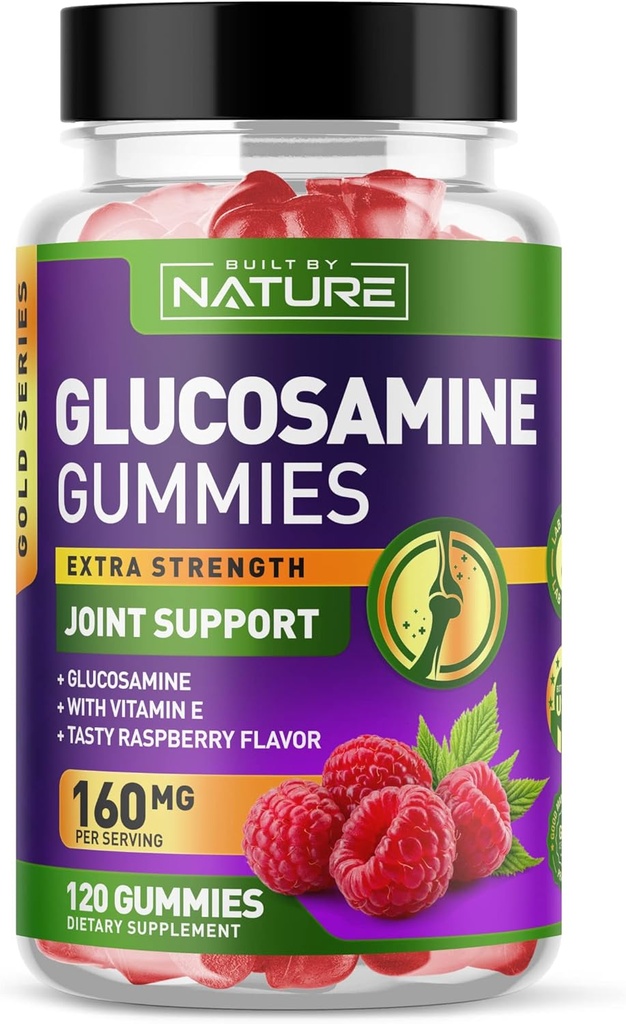 Glucosamina Gummies con vitamina E - Soporte Conjunto avanzado Gummy Suplemento, Antioxidante de alta potencia, Confort para la espalda, rodillas, manos - 120 Gummies
