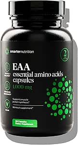 SMARTERNUTRITION Essential Amino Amino Acids (EAA) Capsules - 1 Gram Por Serving of All 9 EAAs - Supports Muscle Mass & Exercise - Non-GMO, Vegan, Gluten Free - 60 Count[30-Day Supply]