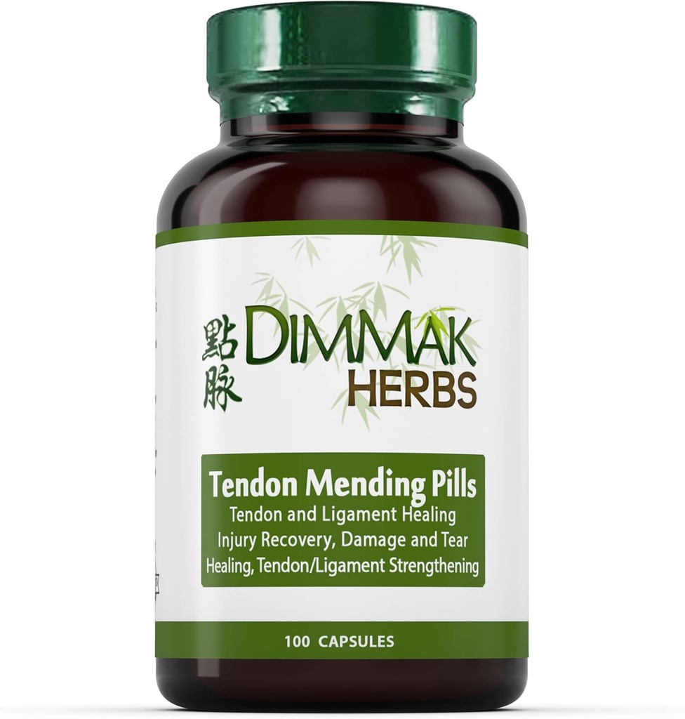 Certified Organic Tendon Mending Pills: Tendon y Ligamento Regeneración y Reparación por Dimmak Herbs - 100 Caps 500mg