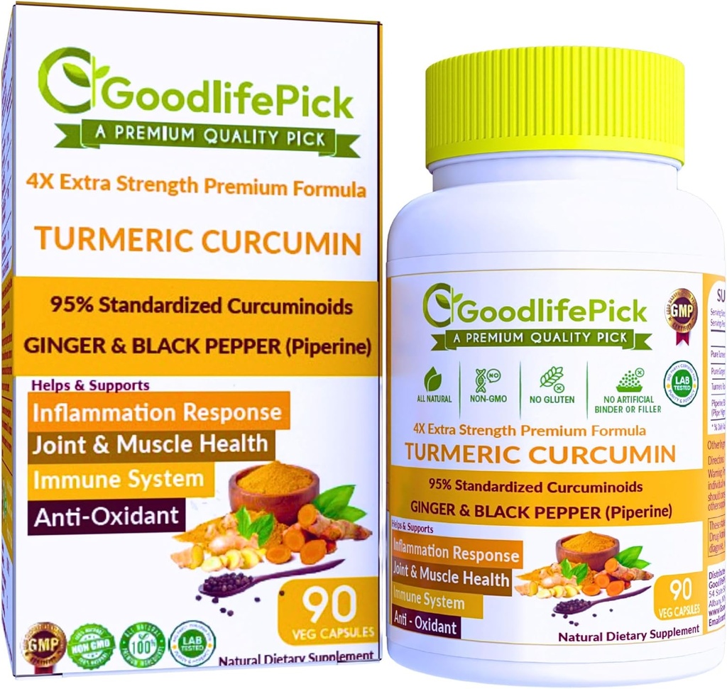 Cápsulas Turméricas Premium con Ginger y Black Pepper. Suplemento Turmérico de la Curcumina Turmérica 95% Curcuminoides > Gorra de jengibre AllNatural NonGMO NO Rice Powder NO Stearate NO Silica NO Gluten 90ct
