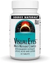 Fuente Naturales Ojos Visuales Suplemento dietético - Complejo Multi-Nutrient con Extracto de Bilberry, Ácido Lipóico y Luteína - 30 Tabletas
