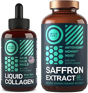 WILD FUEL Saffron Extract y Liquid Collagen con Biotin Bundle