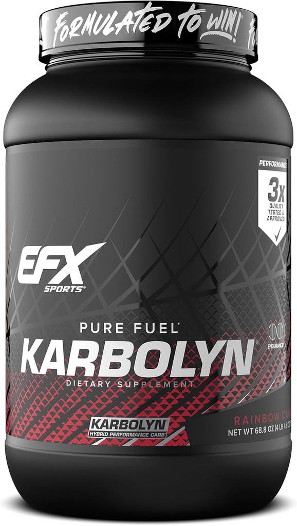 EFX Sports Karbolyn Fuel ← Fast-Absorbing Carbohydrate Powder ← Carb Load, Sostened Energy, Quick Recovery TEN Stimulant Free ← 35 Servings (Rainbow Candy)