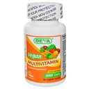 Deva Vegan Multivitamina y Suplemento Mineral - Fórmula Una vez por Día con Verdes - Vitaminas A, C, D, E, Complejo B, Fórmula de alta potencia para la salud diaria y el bienestar- 90 Tablas Coadas, 1-Pack