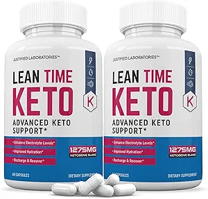 (2 Pack) Lean Time Keto Pills 1275MG New &amp; Improved Formula Contains Apple Sider Vinegar Extra Virgin Olive Oil Powder Green Tea Leaf 120 Capsules