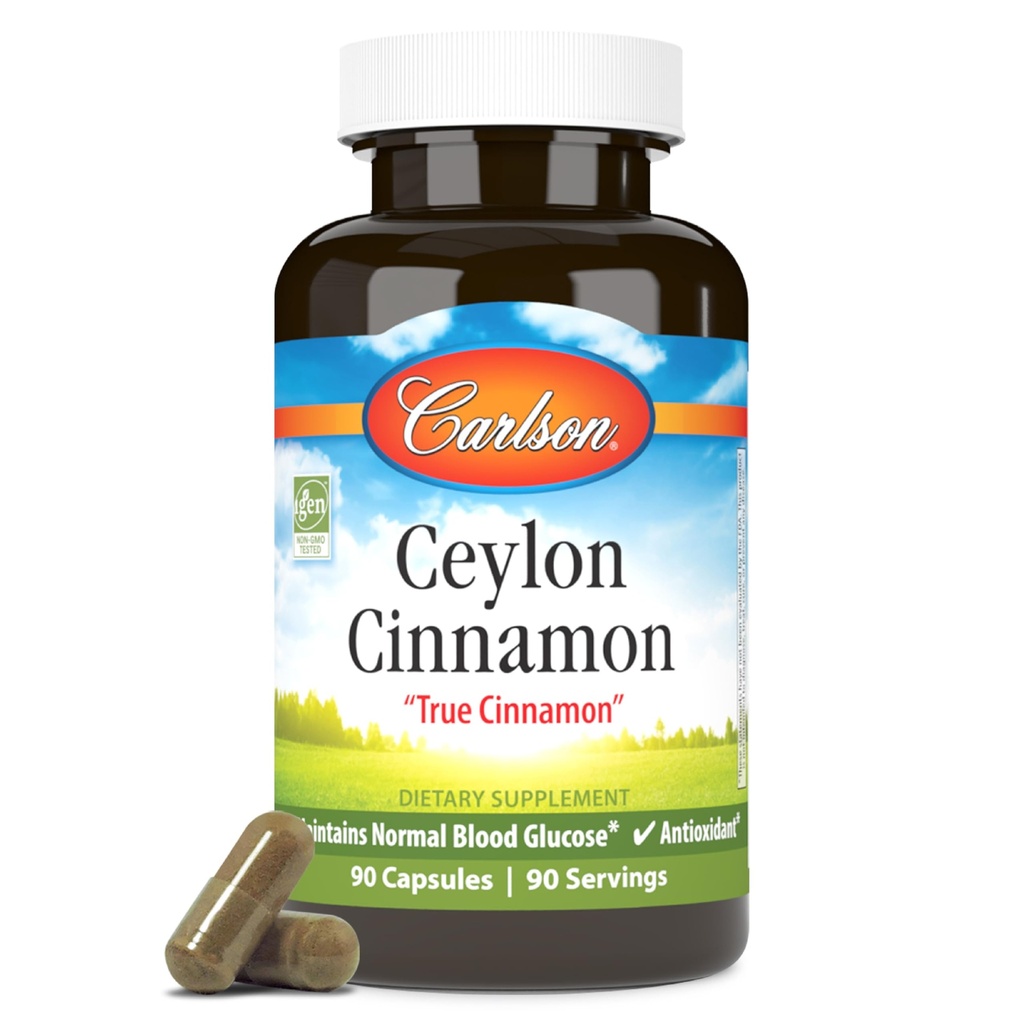 Carlson - Ceylon Cinnamon, Cinnamon Supplements, 500 mg, Cinnamon Extract Pills, Ceylon Cinnamon Capsules, 90 Capsules.