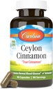 Carlson - Ceylon Cinnamon, Suplementos de canela, 500 mg, píldoras de extracción de canela, cápsulas de canela de Ceylán, 90 cápsulas.