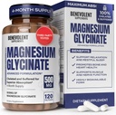 Magnesium Glycinate 500mg - Chelated &amp; Buffered High Absorption Magnesium Supplement to Support Stress Relief, Digestion, Bone, Sleep, Nerves & Muscle Health - Made in USA - 120 Vegan Capsules