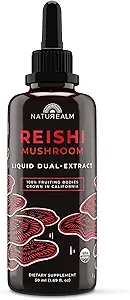 Naturealm Reishi Mushroom Liquid Tincture Suplemento – Promueve la calma, el apoyo inmunitario " Sleep Aid, Vegan, Non-GMO – Organic Fruiting Bodies, 1 Month Supply