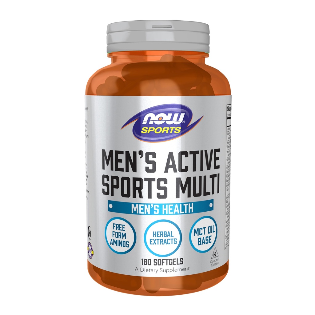 AHORA Foods Sports Nutrition, Hombres Extreme Sports Multi con Aminoácidos Free-Form, ZMA®, Tribulus, MCT Oil y Extractos Herbal, 180 Softgels