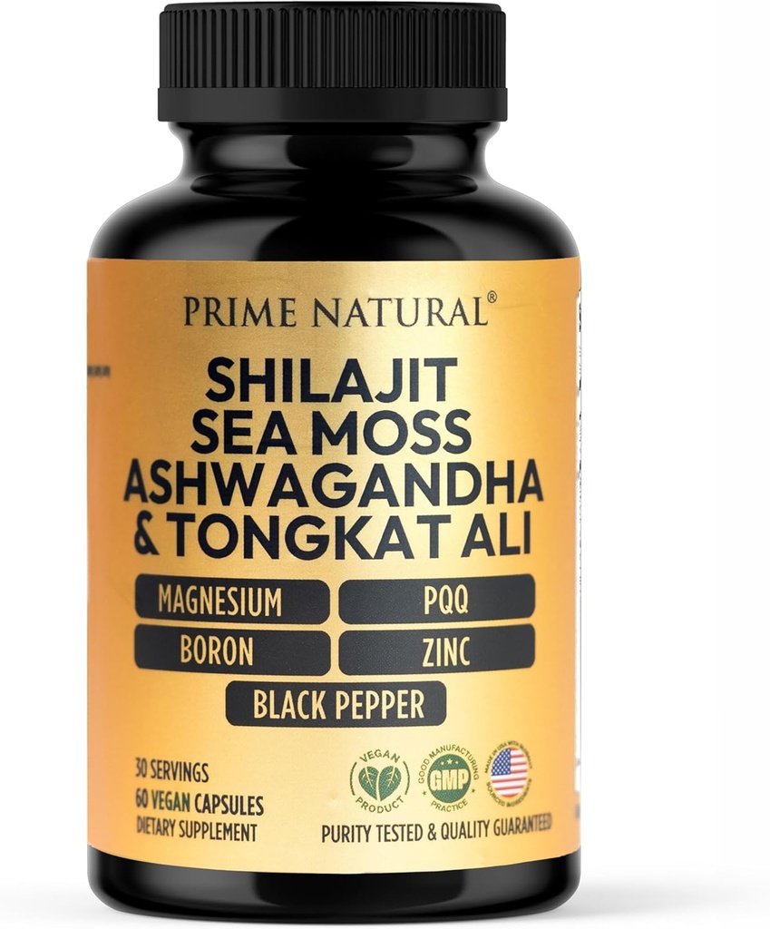 Shilajit 10,000mg, Irish Sea Moss 2000mg, Ashwagandha 3000mg, Tongkat Ali 30,000mg, Boron, Magnesium, PQQ &amp; More ← 60 Capsules - 30 Days Supply perpetua Fulvic Acid Veg Capsules vivió Vegan eterna Gluten Free ← Non-GMO
