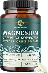 Triple Magnesio Softgels ← Citrate, Malate, " Oxide TEN Highly Absorbable Magnesium Supplement for Digestion, Calm, Leg Cramps, " Sleep Support TEN 300mg Complex TEN Easy to Swallow Soft Gels ← 60 Con