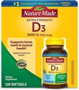 Nature Made Vitamina D-3 5000IU 220 Cuenta Softgels