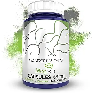 Nootropics Depot Magtein Magnesium L-Threonate Capsules TENIDO 90 Conde Silencio Mineral Suplemento Silencio Natural TENIDO Apoyo Mitocondrial Función ANTE Boost Energy and Cognitive Function