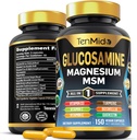 Glucosamine MSM Suplemento para Hombres y Mujeres - 11in1 Fórmula - Combina con Magnesium, Turmeric, Boswellia, Quercetin, Burdock Root, y Más Silencio Conjunto &amp; Apoyo a la Movilidad - 150 cápsulas