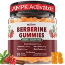 Berberine Gummies 1500mg Azúcar gratis, Suplemento de Berberina orgánica w/Ceylon Canela, Cromo, Turmeric, Leche Thistle for Metabolism Balanced, Berberine HCl de Indian Barberry Extract, Vegan 60 Cts