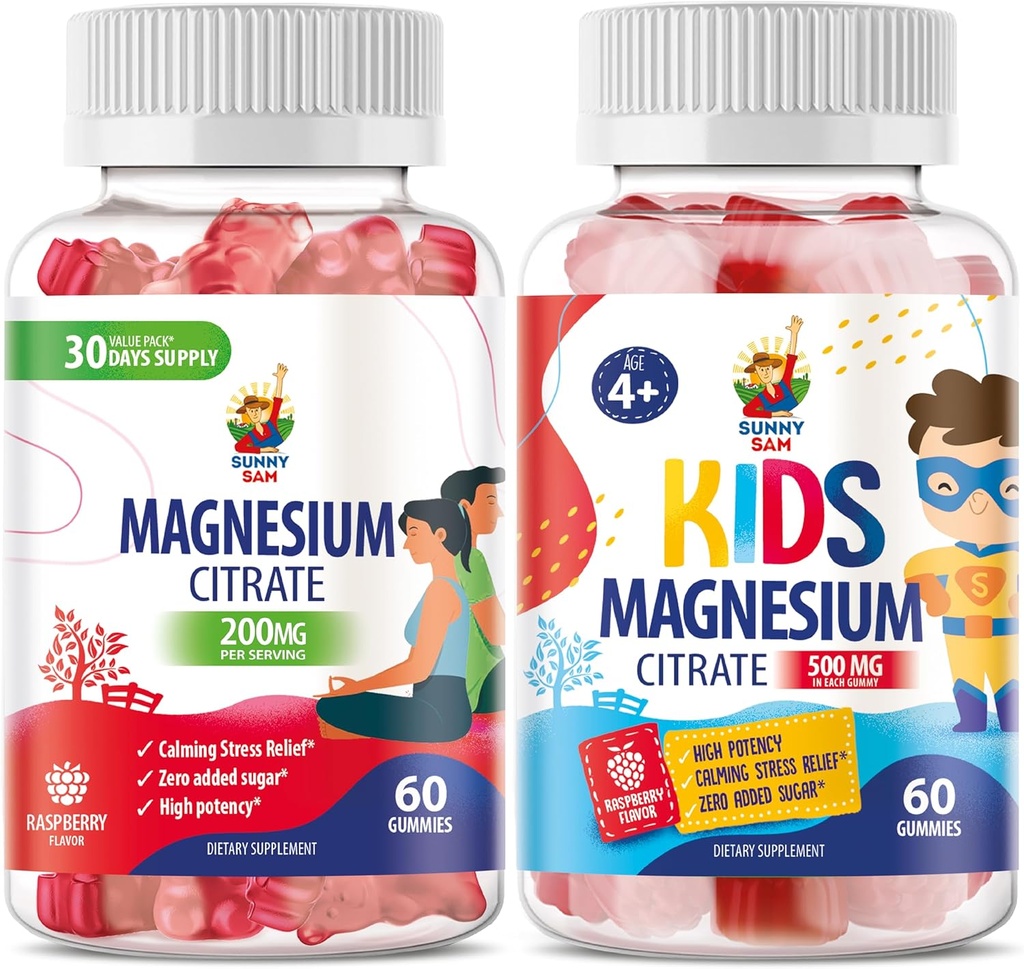 Magnesium Gummies for Kids &amp; Adults - 500mg - Calm Magnesium Chews - Magnesium Citrate Chewable Suplemento para Mood &amp; Muscle Support