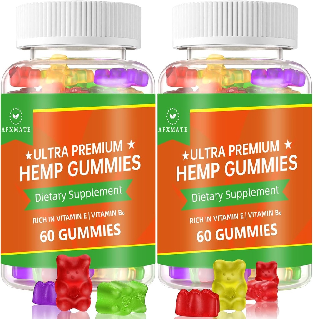 (2 Pack) Mangas de cáñamo, Frutas comestibles Gummy Advanced 100% Natural High Potency Hemp Seed Extract Gummies - 120 Gummies