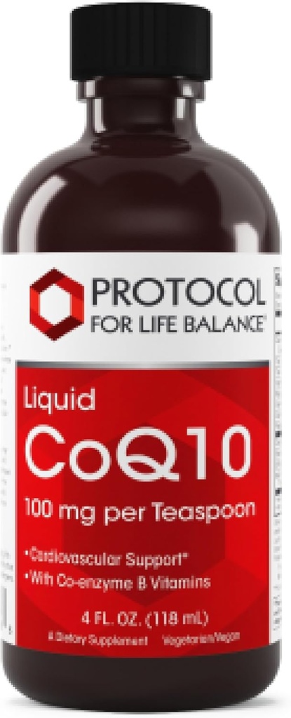 PROTOCOL FOR LIFE BALANCE Liquid CoQ10 - for Heart Health - Antioxidants Nutritional Supplement - with Vitamin B6 & B12 - NAD & D-Ribose - Energy Production - 4 fl oz