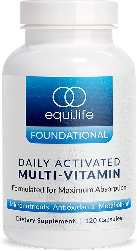 Multivitamina activada diariamente, 21 Nutrientes esenciales con Complejo B, Fórmula Antioxidante para el bienestar general, libre de gluten, no GMO, 120 cápsulas