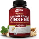 NutriFlair Coreana Red Panax Ginseng 1600mg – 120 Vegan Capsules  5% Ginsenosides ← Non-GMO, Gluten-Free ← Energía natural y apoyo en foco Silencio Made in USA