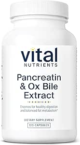 Vital Nutrients Pancreatin & Ox Bile Extract 500mg ← Enzymes Digestivos Naturales para Mujeres &amp; Hombres Silencioso Apoyo Digestión de Proteína, Gordo y Carbohydrates* permanente Gluten, Dairy &amp; Soy Free ← 120 Capsules
