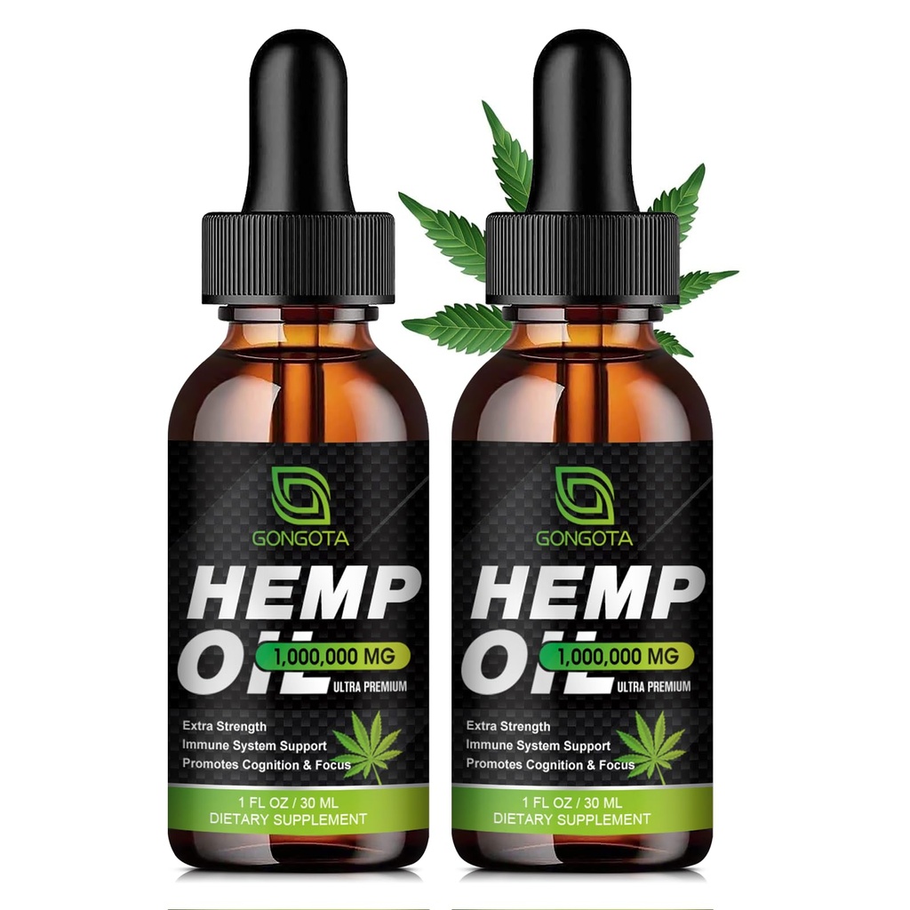 (2-Pack) Aceite de cáñamo de alta potencia - 1,000,000 maximum Strength - Ayuda a la relajación, estrés, calma, sueño - Extracto de aceite de cáñamo orgánico - Vegan, Apoyo a la inmunización, No GMO