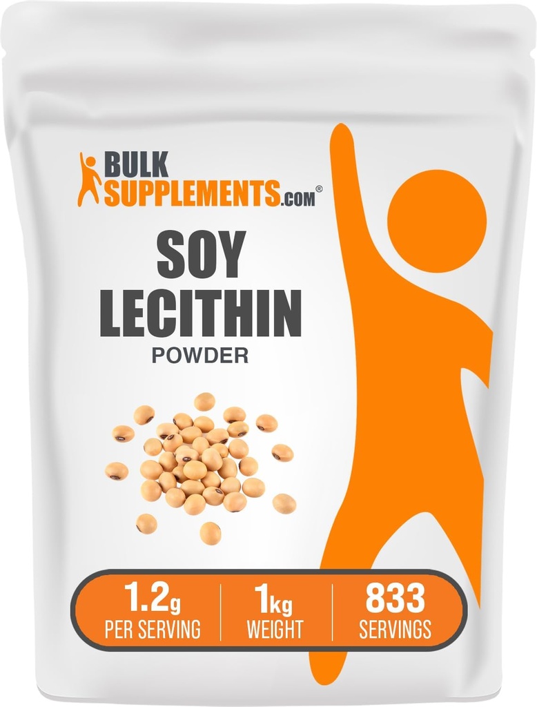 BulkSupplements.com Soja Lecithin Powder - Lecithin Suplemento, Lecithin Powder Food Grade - Gluten Free, 1200mg por Serving, 5kg (11 lbs) (Pack of 5)