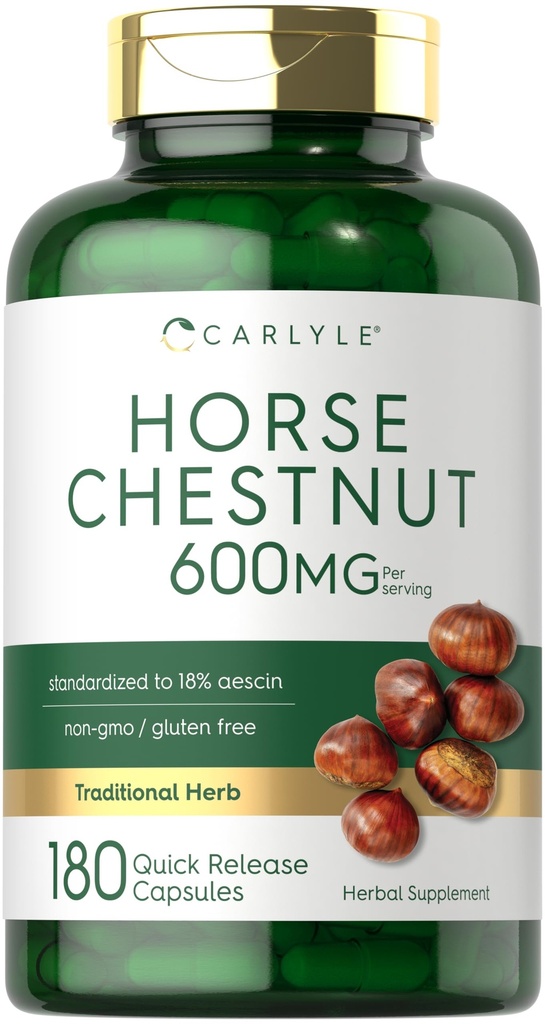 Carlyle Horse Chestnut Extract TEN 600mg ANTE 180 Capsules ← Herbal Supplement TEN Non-GMO, Gluten Free