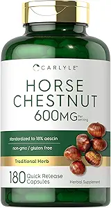Carlyle Horse Chestnut Extract | 600mg | 180 Capsules | Herbal Supplement | Non-GMO, Gluten Free