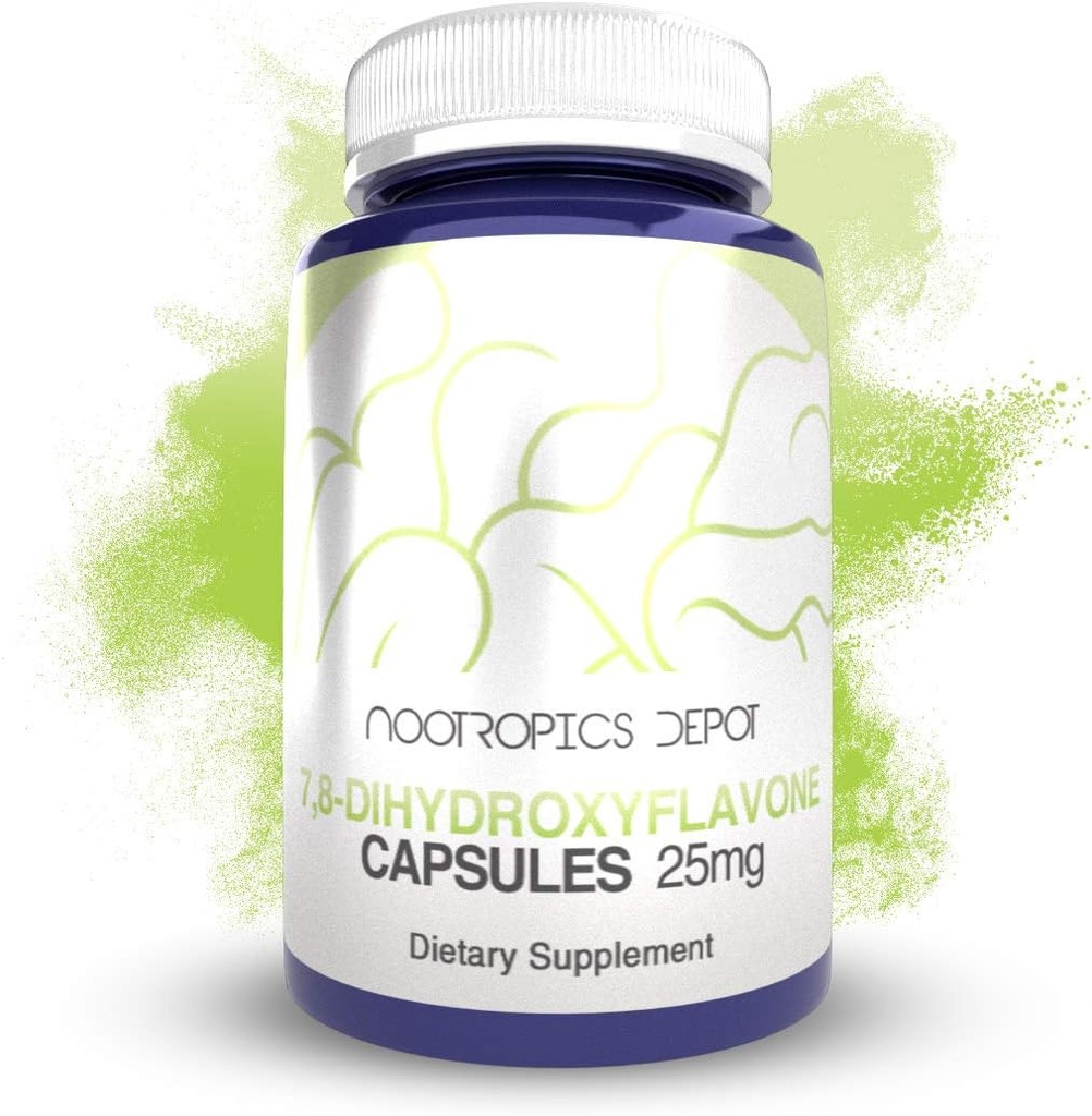 Nootropics Depot 7,8-Dihidroxyflavone Capsules  durable 25mg Silencio 60 Conde Ø 7,8 DHF  durable Brain Booster ← Apoya la función cognitiva y la salud cerebral