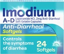 Imodium A-D Fast-Acting Anti-Diarrheal Softgels, Loperamida HCl 2 mg, Travel Essential Diarrhea Relief Medicine for Adults, 24 Conde, Anti Diarrhea Pills, Ages 12+, Easy to Swallow