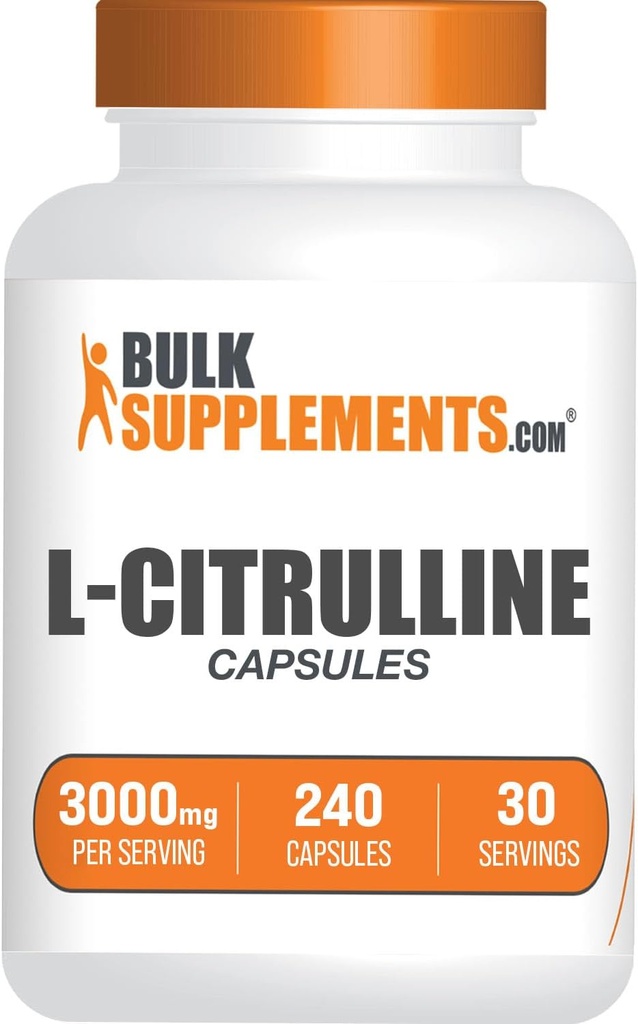 BulkSupplements.com L-Citrulline Capsules - Citrulline Supplement, L-Citrulline 3000mg Capsules - Citrulline Pills, Gluten Free - 8 cápsulas por Serving, 240 cápsulas (Pack of 1)