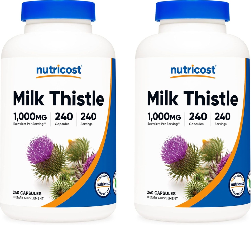 Nutricost Milk Thistle 1000mg Equivalent, 240 Capsules (2 Pack) - 250mg de 4:1 Extracto - Vegan, Non-GMO y Gluten Free