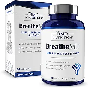 1MD Nutrition BreatheMD | Lung and Respiratory Support Supplement | Promotes a Healthy Immune System | with Elderberry, Chromium, and NAC | 60 Ct.