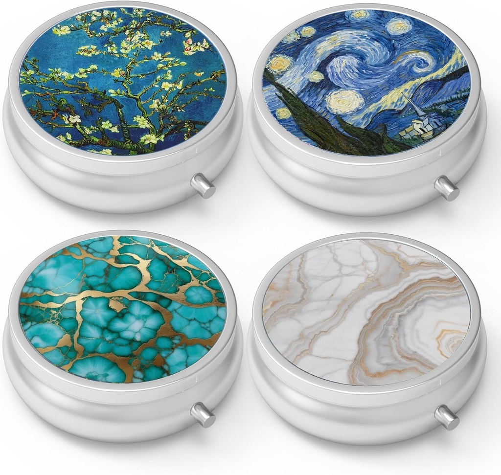 Pill Box 3 Compartment Small Pill Case,Portable for Pocket or Purse Pill Organizer Pill Container Holder to Hold Vitamins, Medication, Fish Oil and Supplements(4PCS)
