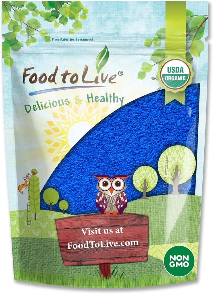 Alimentos para Vivir Orgánica Azul Espirulina Polvo, 8 onzas - No GMO, Puro Azul-Green Algae Extracto, Vegano, No-Irradiado, Grande para Jugos, Smoothies, Shakes, Bebidas, y Colorear Alimentos