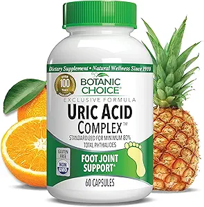Botanic Choice Uric Acid Complex Supplement - Foot Joint Support-Help Soothe Discomfort with Celery Seed & Bromelain -Gluten Free, Non-GMO, 60 Caps