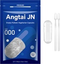 Empty Capsules Tamaño 000 - Clear Fillable Vegan Capsules(100 Cuenta) Tamaño 000 Empty Pullulan Capsules con dos cucharas de laboratorio,- Veggie Capsules Empty Caps for DIY Your Own Supplements