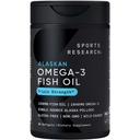 Sports Research Triple Strength Omega 3 Fish Oil 1250mg de Wild Alaska Pollock - Burpless Fish Oil Suplemento con Omega3s EPA & DHA - Fuente sostenible, No GMO, Gluten Free - 30 Softgels