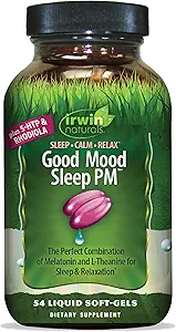 Irwin Naturals Good Mood Sleep PM - 54 Liquid Soft-Gels - con Melatonina y L-Theanine para el descanso &amp; Relax - 18 Total Servings