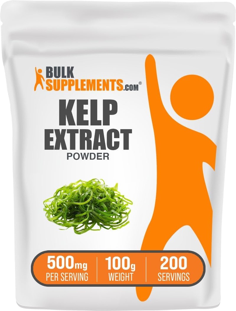 BulkSupplements.com Kelp Extract Powder - Kelp Supplement, Brown Seaweed Extract, Seaweed Powder - Gluten Free, 500mg por Serving, 100g (3.5 oz) (Pack of 1)