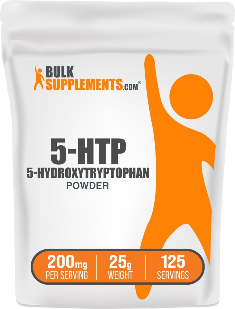 BulkSupplements.com 5-HTP Powder - 5-Hydroxytryptophan, 5 HTP Suplemento - 5-HTP 200mg, Mood Support Suplemento - Gluten Free, 200mg por Serving, 25g (0.88 oz) (Pack of 1)