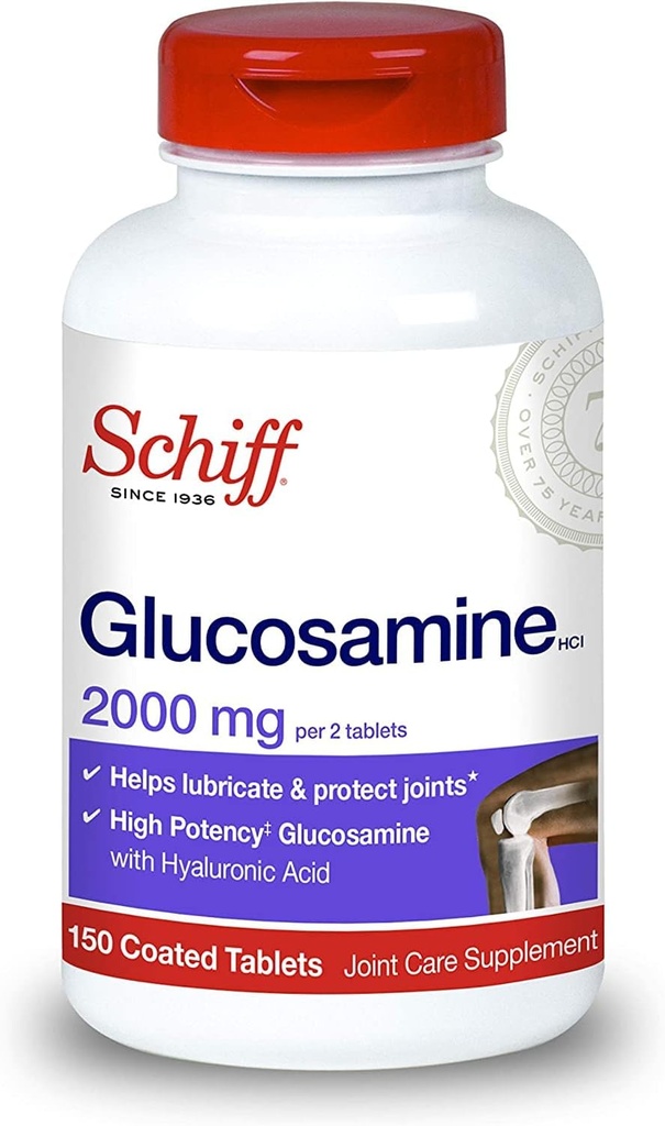 Schiff Glucosamine 2000mg con ácido hialurónico (Pack of 4)